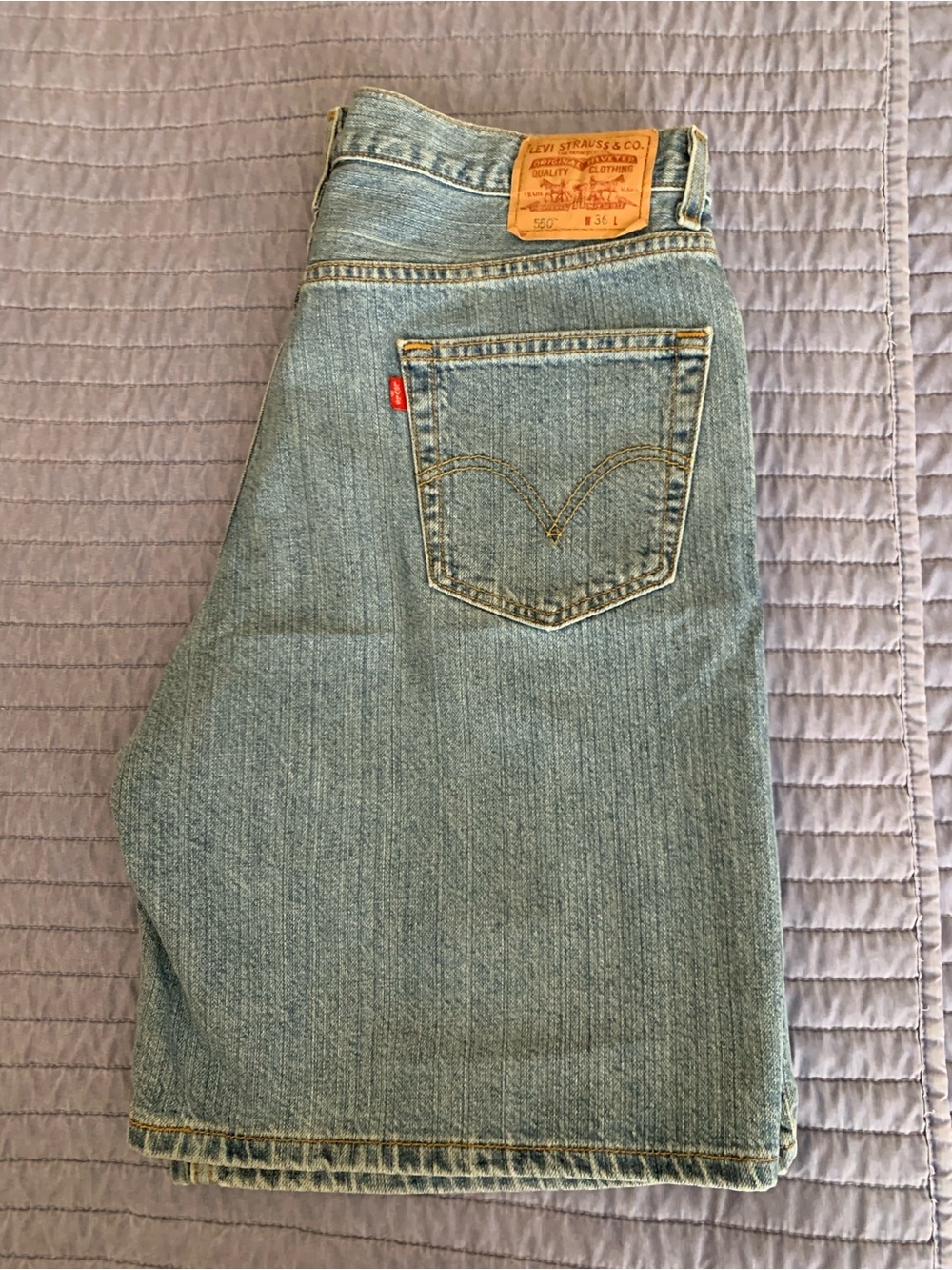 Men's Light Blue Denim Jean Shorts - Classic Five-Pocket - Picture 2 of 3